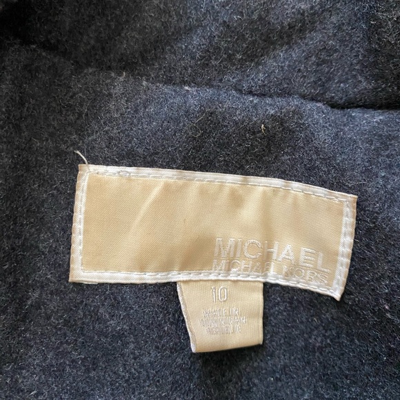 Michael Kors Women Long Double-Breasted Peacoat Sz 10 Small Charcoal Gray - Picture 2 of 8